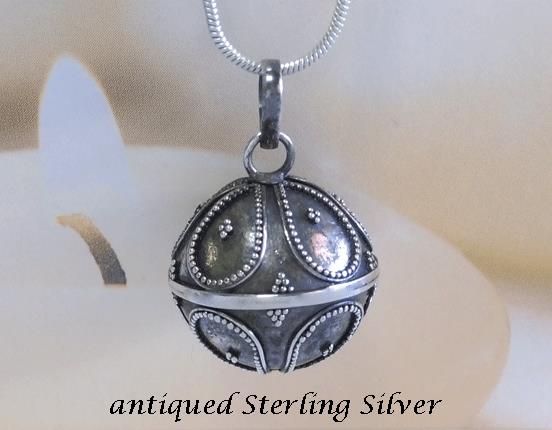 Harmony Ball Antique 925 Silver Polished Balinese Symbols - Click Image to Close